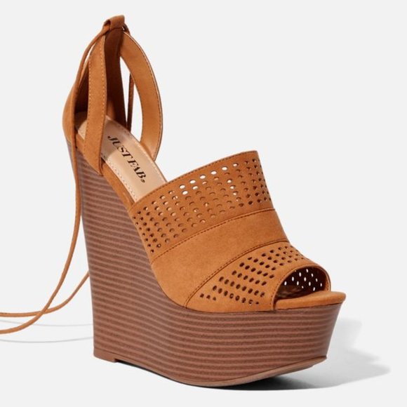 JustFab Tie Wedge Sandal - Picture 2 of 6